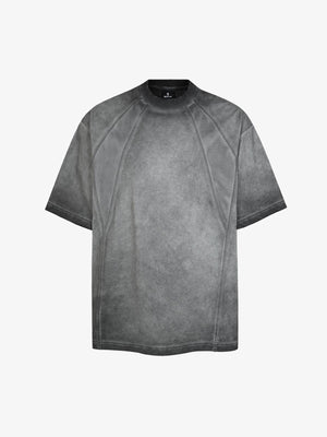 Cotton Blend Oversized Mesh Panel T-Shirt with Crew Neck 