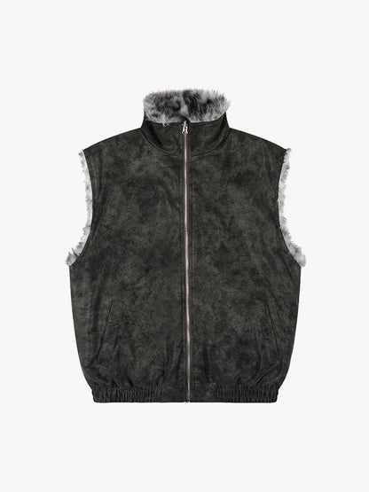 Stylish Sleeveless Vest with Leopard Trim for Men and Women - Perfect for Casual and Trendy Looks 