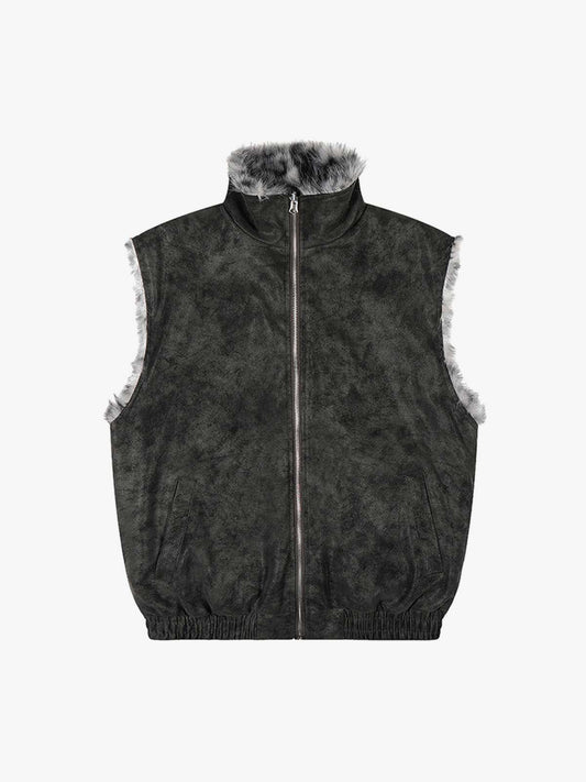 Stylish Sleeveless Vest with Leopard Trim for Men and Women - Perfect for Casual and Trendy Looks 