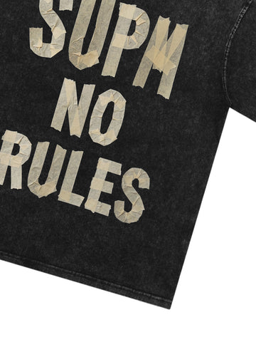Washed Tape Collage “No Rules” T-Shirt 