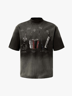 Musical Instrument Graphic Tee – Oversized Cotton Streetwear Fit