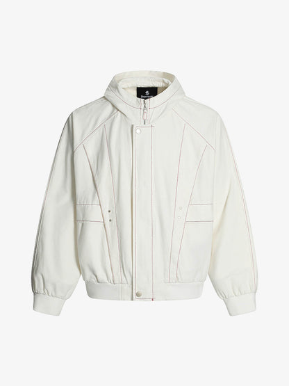 Contrast Stitch Hooded Zip Jacket
