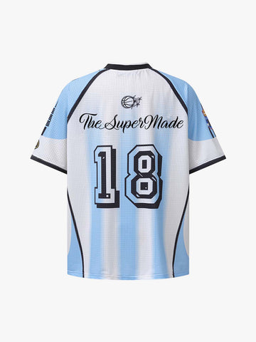 Striped Mesh Soccer Jersey