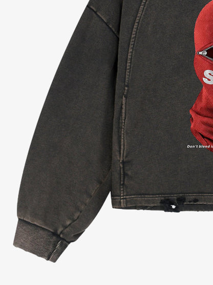 Oversized Snake Graphic Hoodie with Bold Print Design 