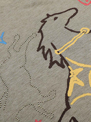Hand-Drawn Pony Graphic Long Sleeve Tee