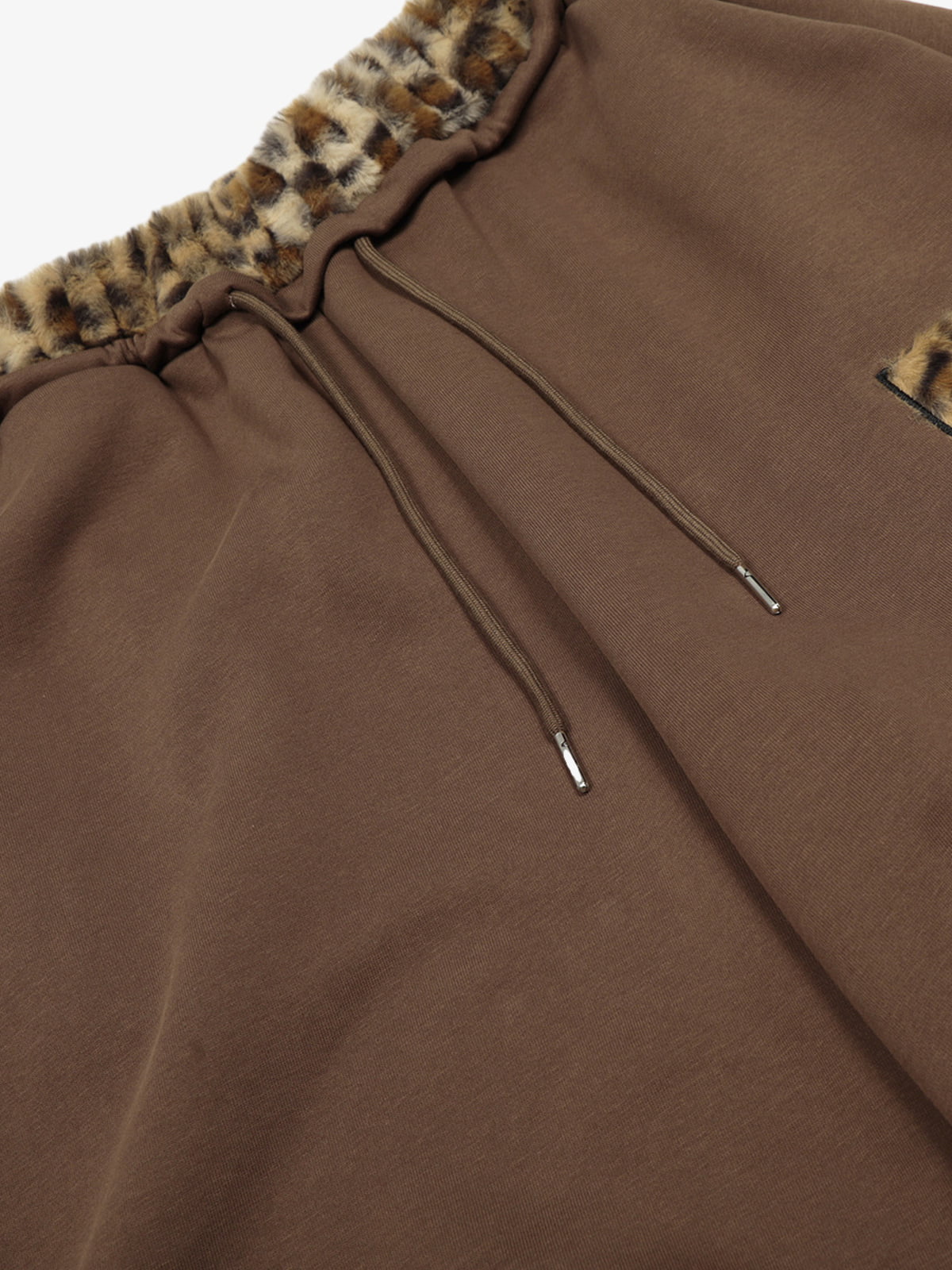 Retro Double-Waist Leopard Patch Barrel Pants - 2564 