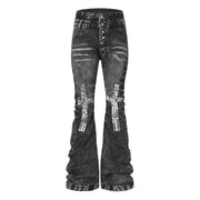 Cross-Over Layered Heavyweight Washed Jeans