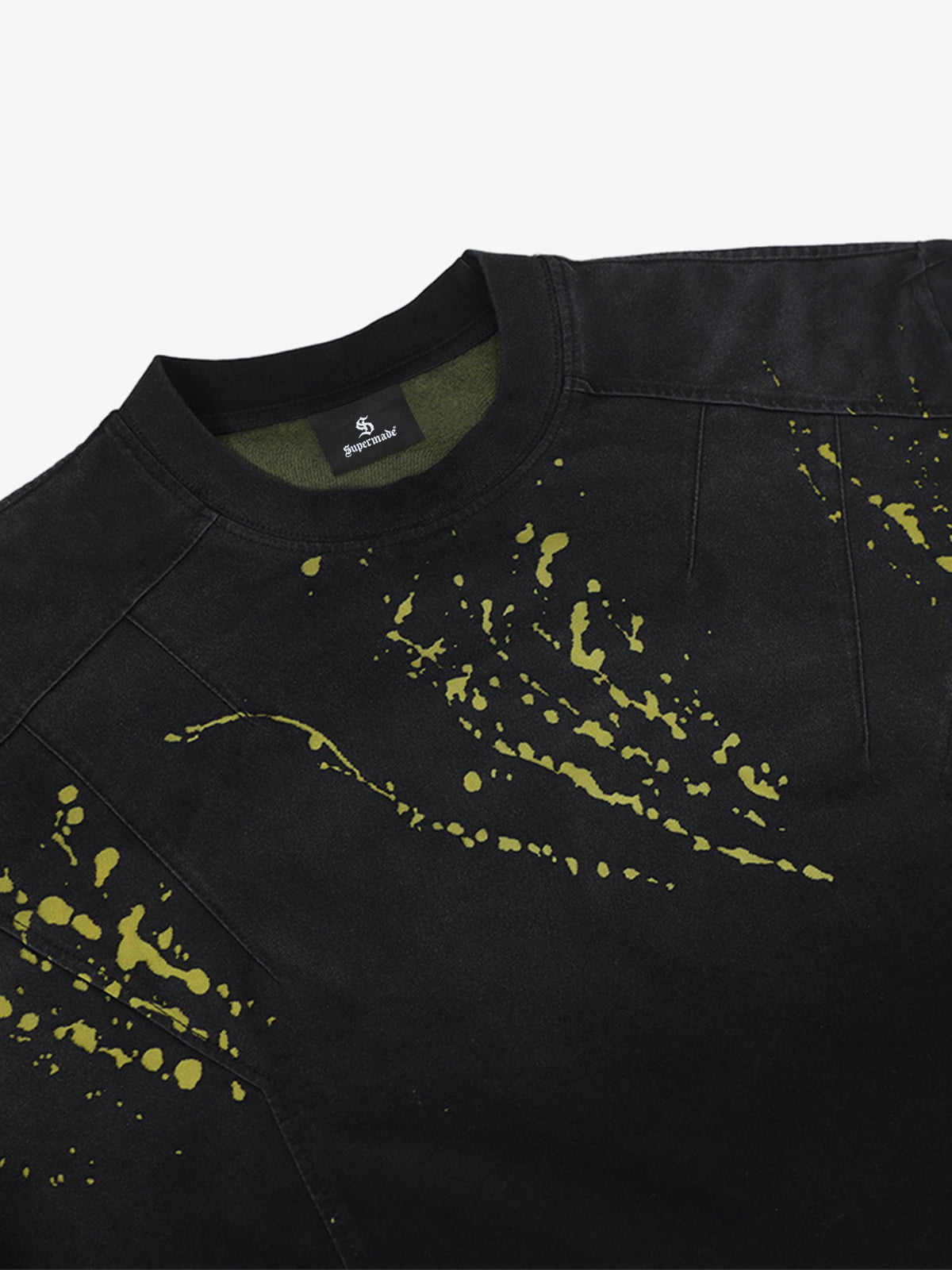 Stylish Black Long Sleeve Top with Pink Splatter Design for Modern Fashionistas 