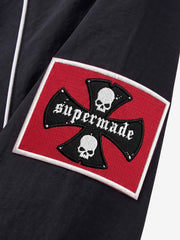 Color Block Embroidered Piped Racing Jacket