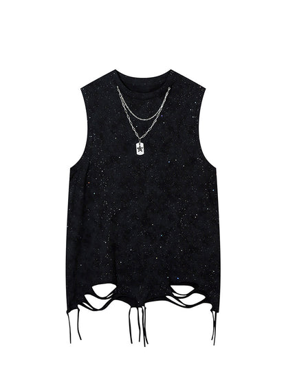 Street Chain Waistcoat Ripped Vest 