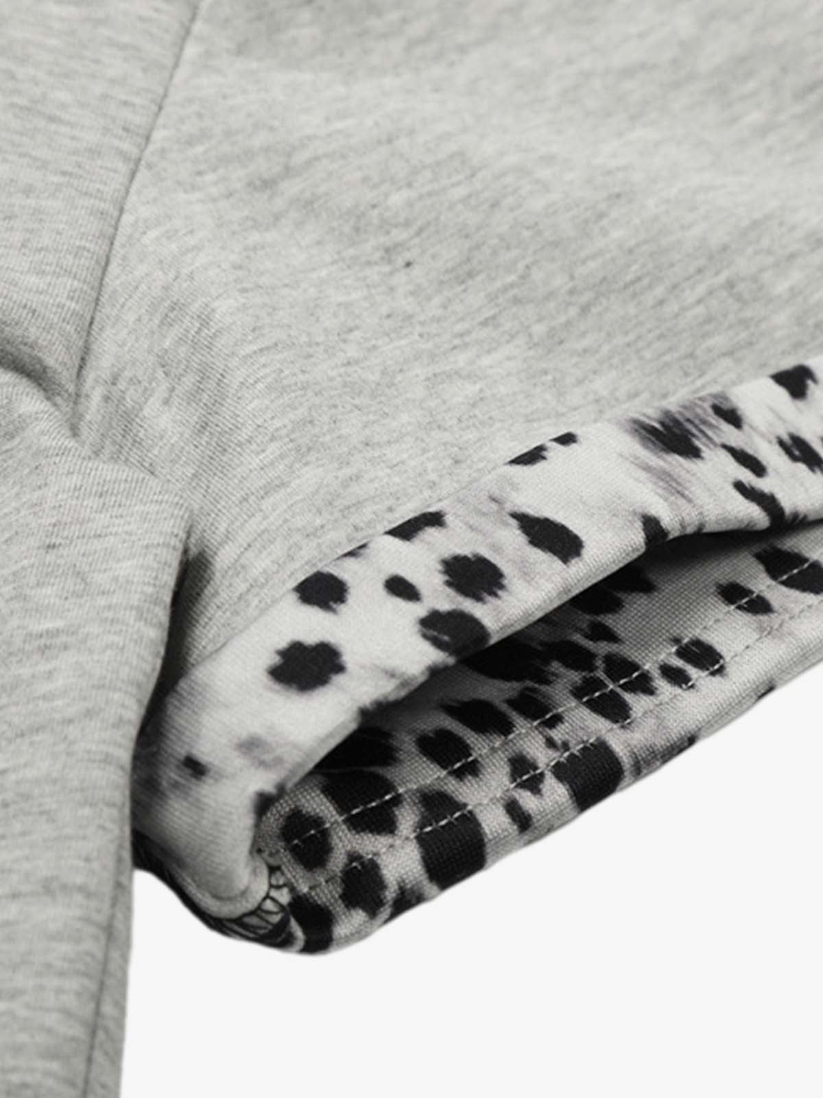 Leopard Trim Half Zip Polo T-Shirt 
