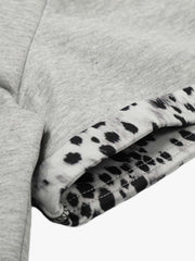 Leopard Trim Half Zip Polo T-Shirt 