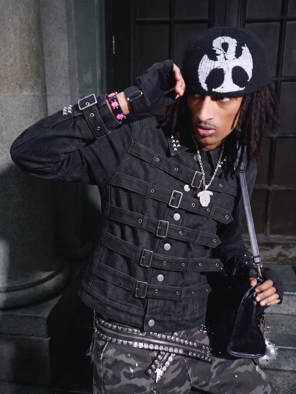 Rivet Strap Denim Jacket