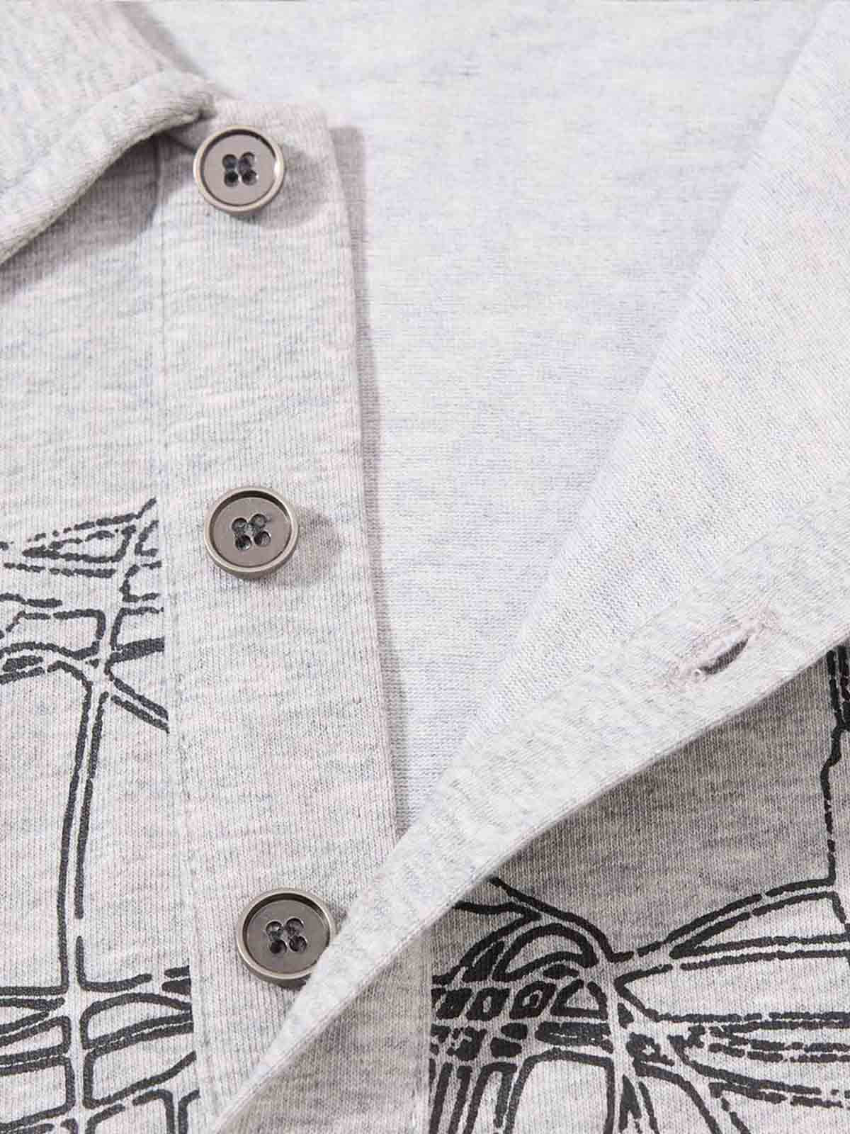 Music Graphic Metal-Button Long Sleeve Polo Shirt