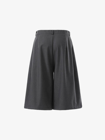 Tailored Wide-Leg Woven Pleated Shorts 