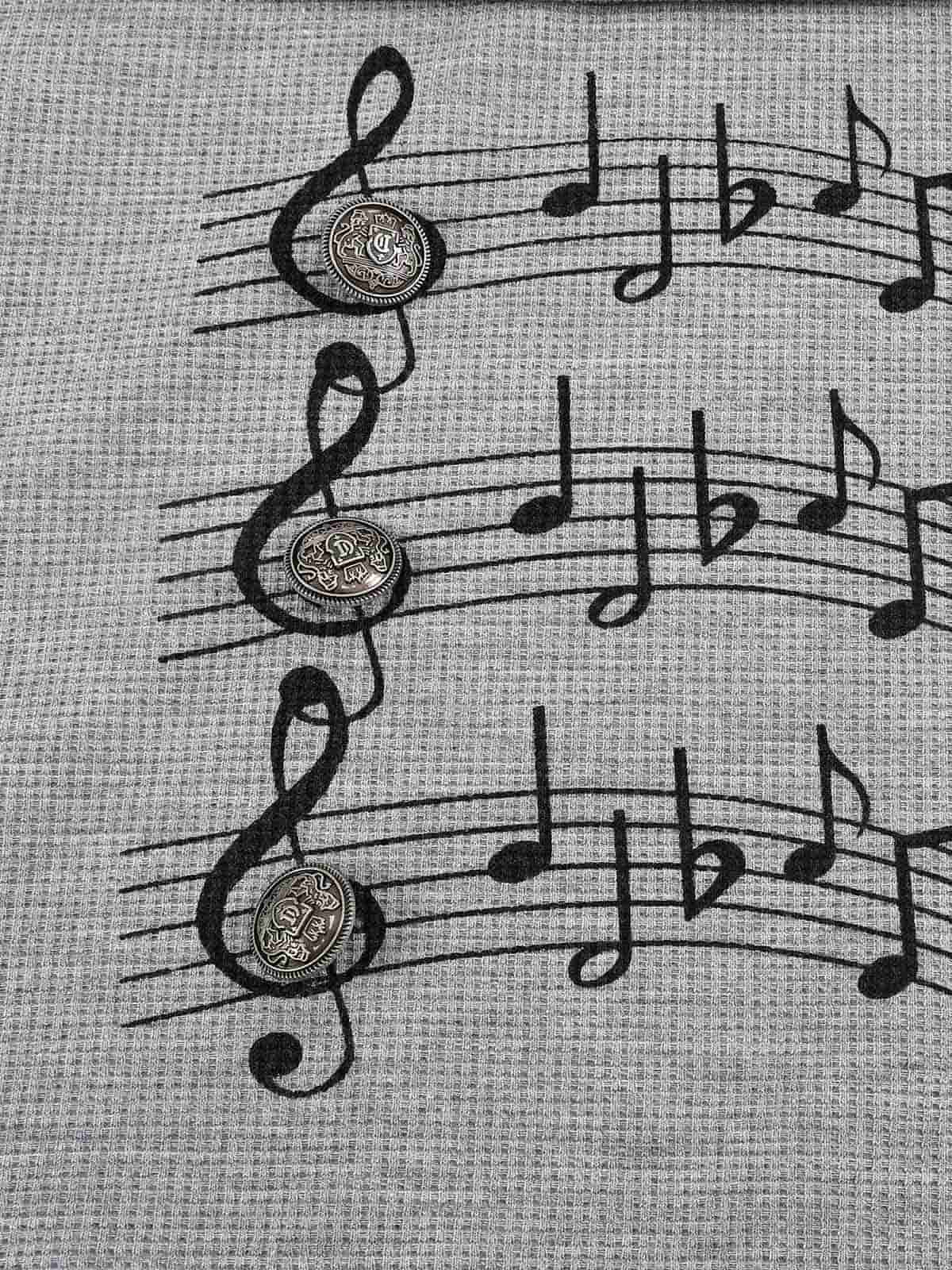 Lightweight Musical Note Print Waffle Hoodie