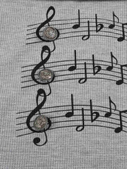 Lightweight Musical Note Print Waffle Hoodie