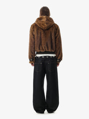 Mountain-Panel Faux-Fur Collar Fleece-Lined Padded Coat
