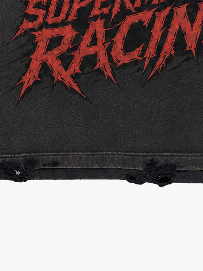 Skull Thorn Graphic Distressed Hoodie