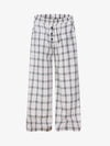 Plaid Wide-Leg Pants with Button-Front Waistband – Cotton Blend Relaxed Fit Casual Trousers