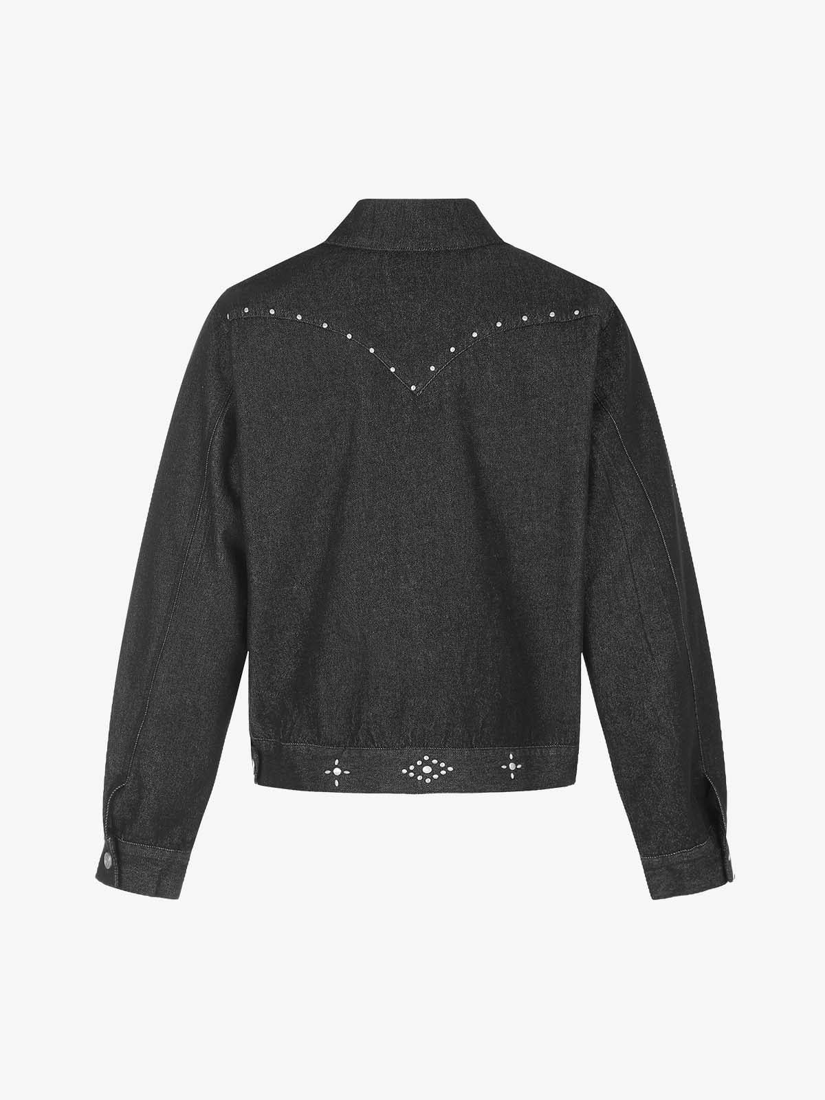 Street Retro Studded Denim Short Jacket