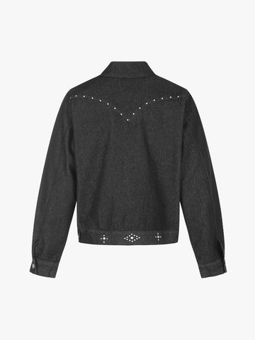 Street Retro Studded Denim Short Jacket