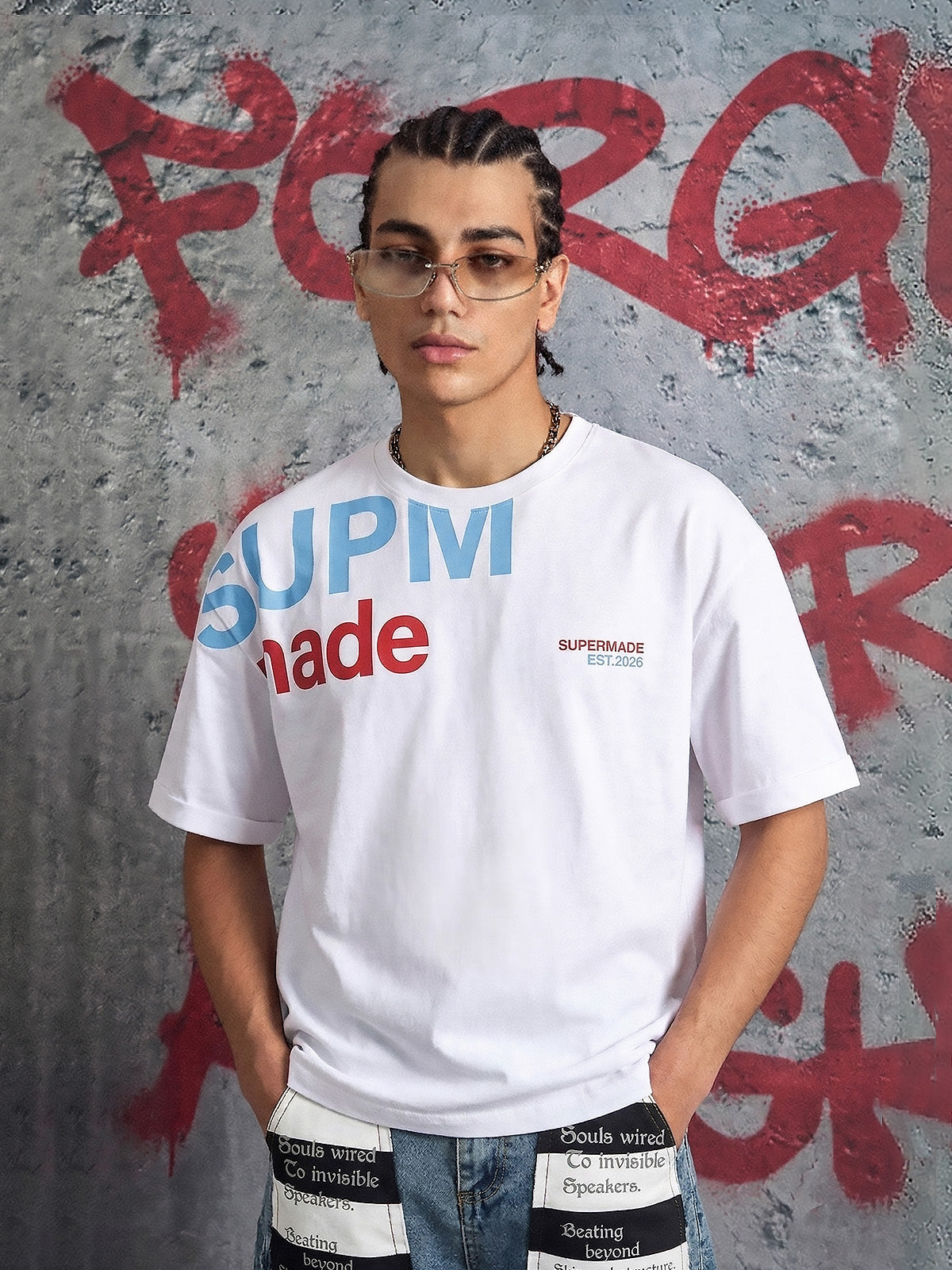 Oversized Letter Print Cotton T-Shirt