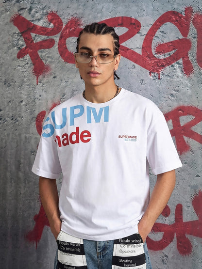 Oversized Letter Print Cotton T-Shirt