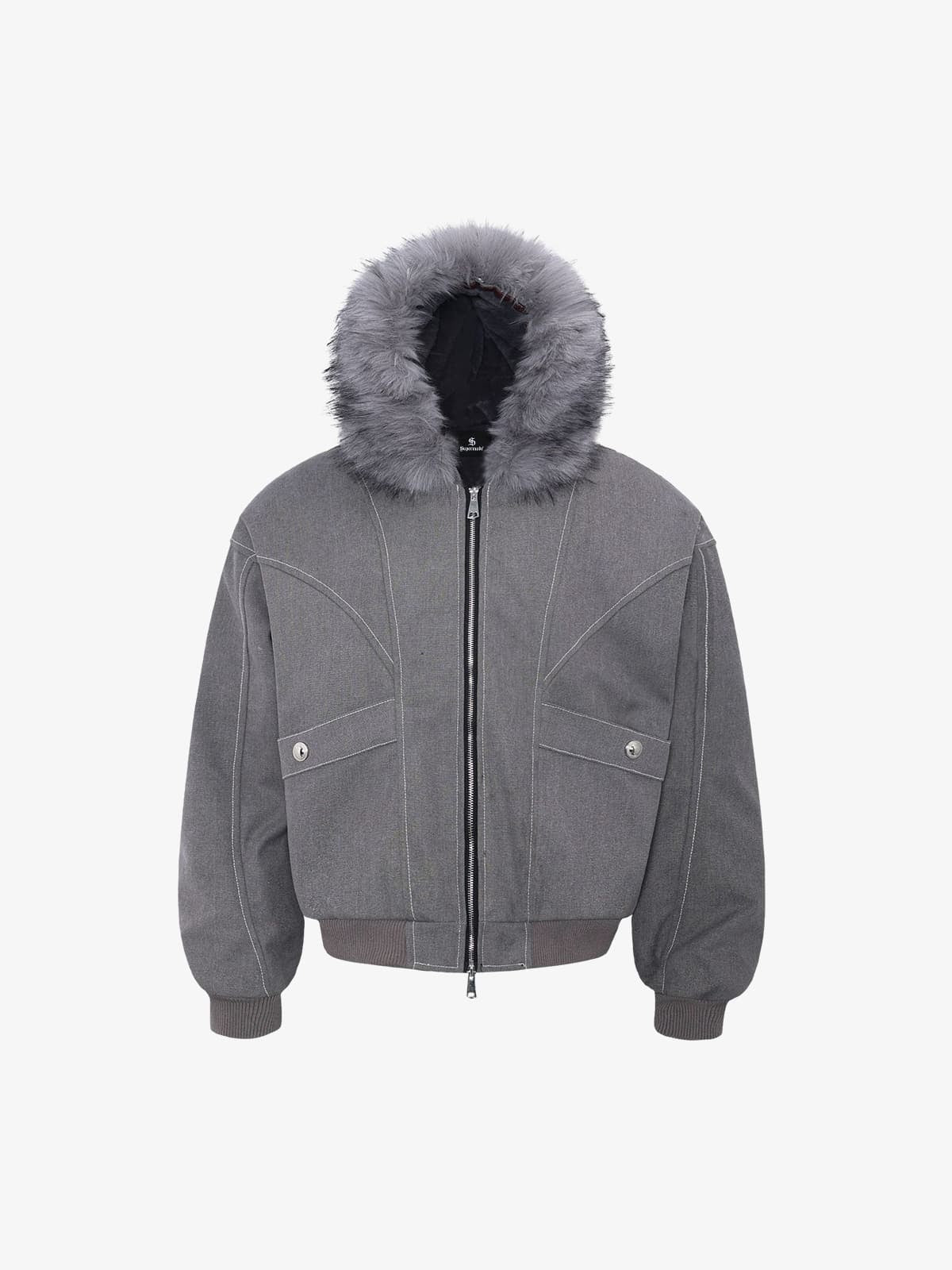 Winter Bomber Jacket with Detachable Faux Fur Hood - Perfect for Cold Weather 