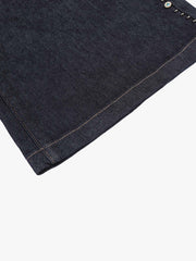 Dark Wash Denim Bermuda Shorts with Side Stripe Rhinestone Detail