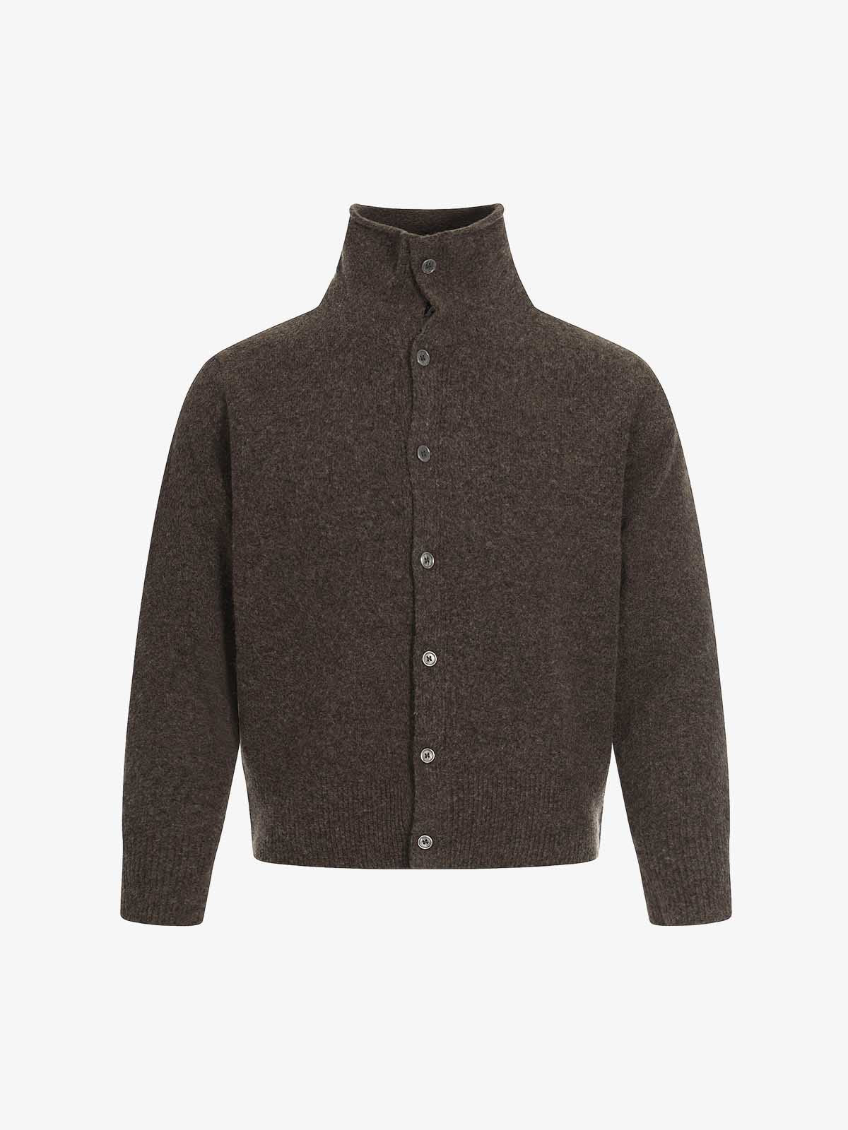 Retro High Neck Button-Down Knit Cardigan Sweater