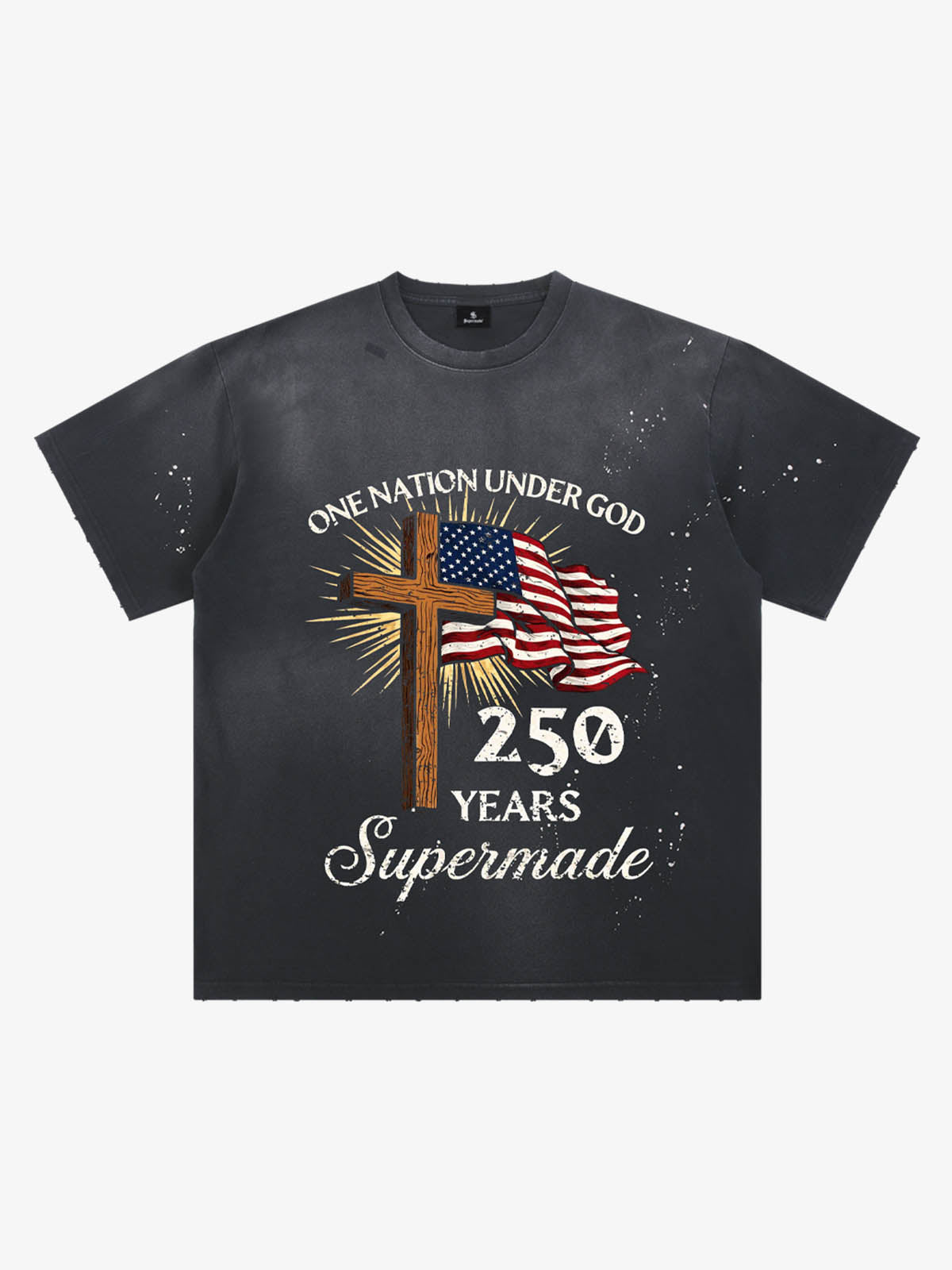 Cross Flag Graphic Washed T-Shirt 