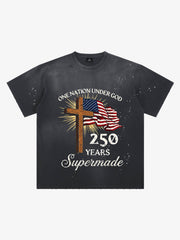 Cross Flag Graphic Washed T-Shirt 