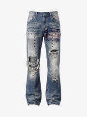 Pantalones vaqueros de bota con bandera y tachuelas