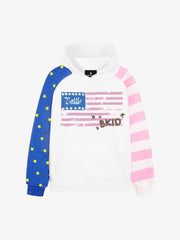 Distressed Flag Graphic Star-Stripe Color Block Hoodie