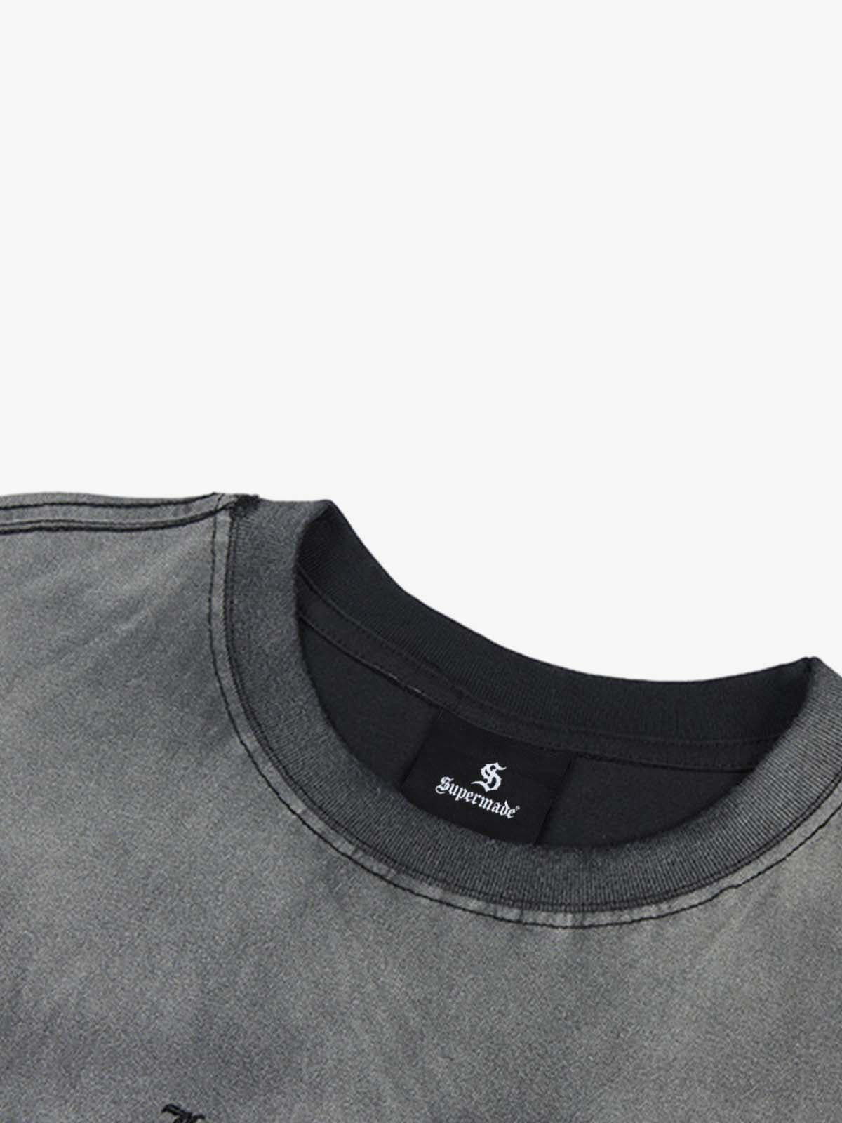 Gradient Washed Ripped Graphic T-Shirt 