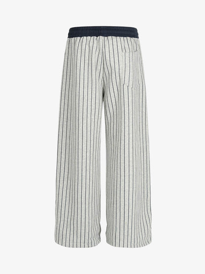 Striped Wide-Leg Lounge Pants with Adjustable Waistband 