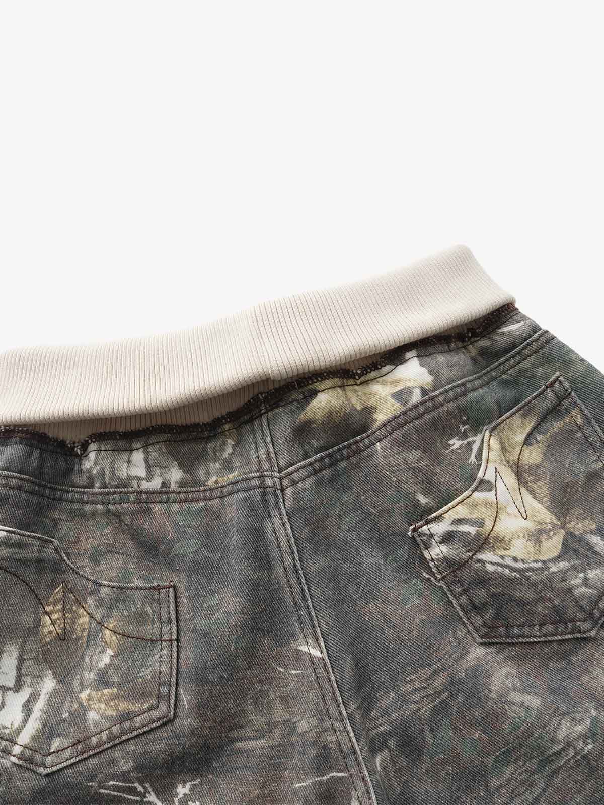 Tree Camo Ribbed Low-rise Jeans