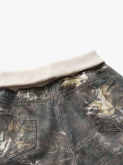 Tree Camo Ribbed Low-rise Jeans