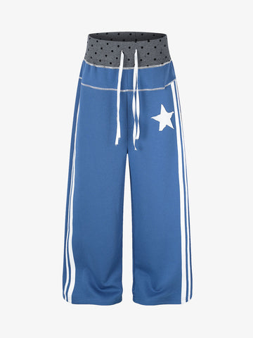 Patchwork Star Appliqué Drawstring Sweatpants