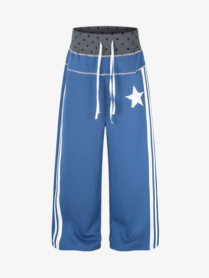Patchwork Star Appliqué Drawstring Sweatpants