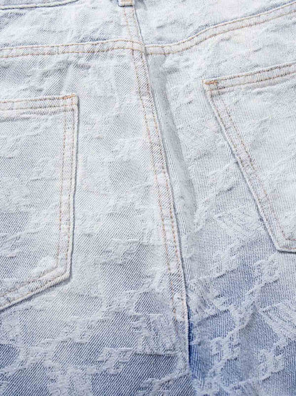 Gradient Wash Jacquard Denim Jeans 
