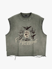 Vintage Washed Cherub Soccer Heart Graphic Sleeveless T-Shirt 