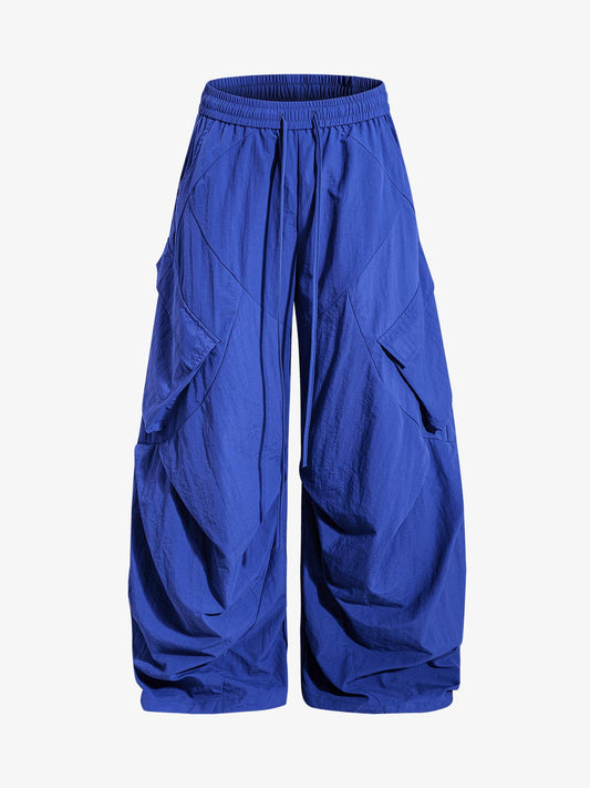 Script Graphic Baggy Parachute Cargo Pants
