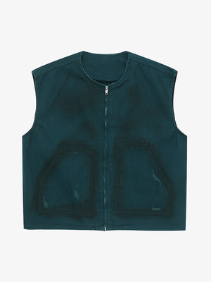 Stylish Gray Vest with Reflective Details 