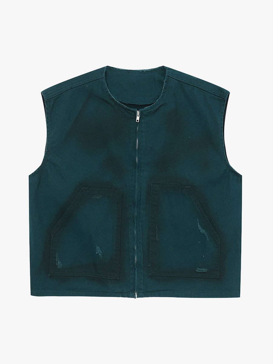 Stylish Gray Vest with Reflective Details 