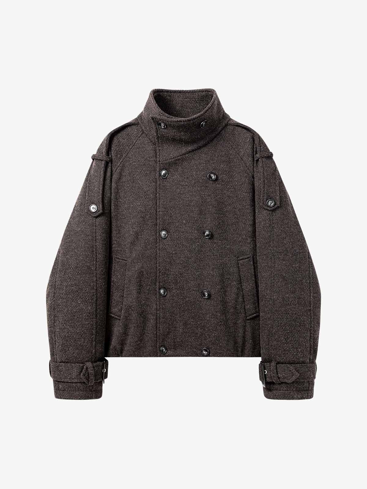 Double-Breasted Stand-Collar Jacket