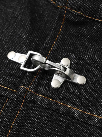 Deconstructed Exposed-Stitch Airplane-Button Jacket