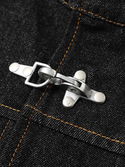 Deconstructed Exposed-Stitch Airplane-Button Jacket