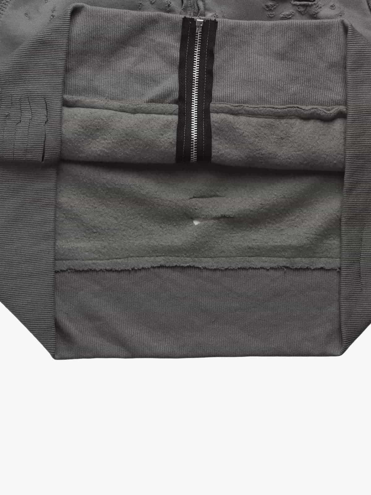 Retro Distressed Ripped Zip Up Hoodie 